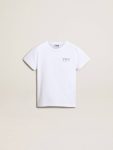 Topwear Selection (4-12 Years) Golden Goose Kids Optical White White T-Shirt With Contrasting Silver Logo On The Front - 1