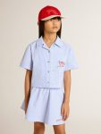 Topwear Selection (4-12 Years) Kids Girls' Cropped Shirt In Striped Light Blue Cotton Light Blue Golden Goose - 2