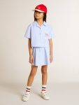 Topwear Selection (4-12 Years) Kids Girls' Cropped Shirt In Striped Light Blue Cotton Light Blue Golden Goose - 3