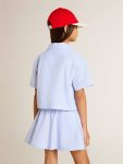 Topwear Selection (4-12 Years) Kids Girls' Cropped Shirt In Striped Light Blue Cotton Light Blue Golden Goose - 4