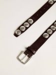 Trinidad Belt In Dark Brown Leather With Silver Maxi Studs Golden Goose Dark Brown Men Belts - 2