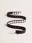 Trinidad Belt In Dark Brown Leather With Silver Maxi Studs Golden Goose Dark Brown Men Belts - 3
