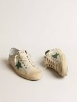V-Star Golden Goose Men V-Star In Glossy Leather With Green Leather Star - 2