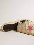 V-Star Men Golden Goose Men's V-Star In Light Gray Canvas With A Red Leather Star - 3