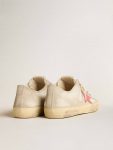 V-Star Men Golden Goose Men's V-Star In Light Gray Canvas With A Red Leather Star - 4