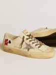 V-Star Women Golden Goose V-Star In Ecru Nappa With Silver Nappa Star And Beaded Embroidery - 3