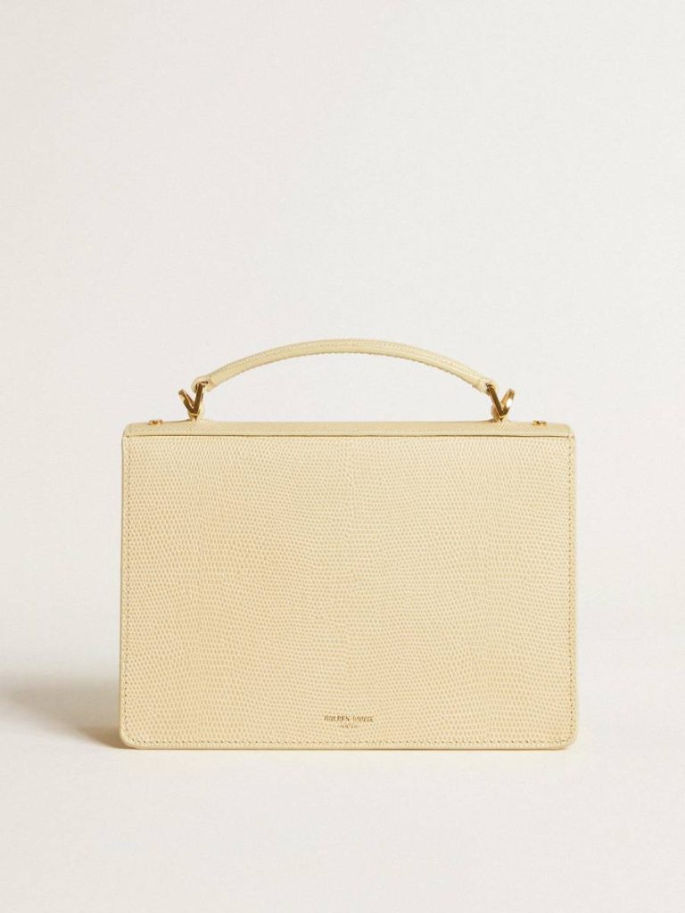 Venezia Bag In Beige Python-Print Leather With Gold Details Beige Women Golden Goose Crossbody Bags - 3