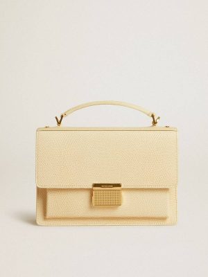 Venezia Bag In Beige Python-Print Leather With Gold Details Beige Women Golden Goose Crossbody Bags - 1