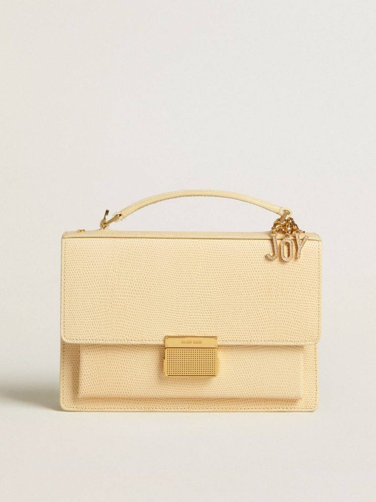 Venezia Bag In Beige Python-Print Leather With Gold Details Beige Women Golden Goose Crossbody Bags - 5