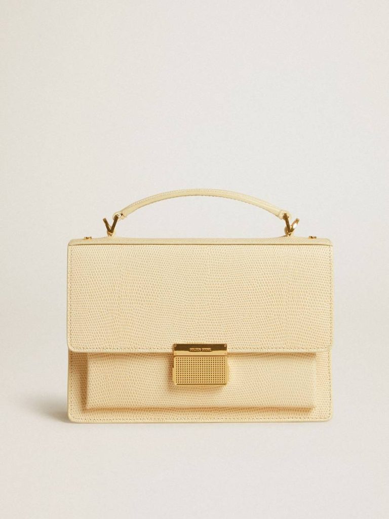 Venezia Bag In Beige Python-Print Leather With Gold Details Beige Women Golden Goose Crossbody Bags - 1