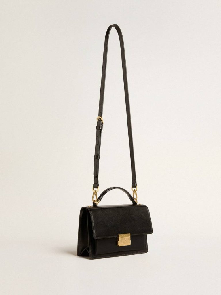 Venezia Bag In Black Boarded Leather With Gold Details Crossbody Bags Golden Goose Women Black - 2