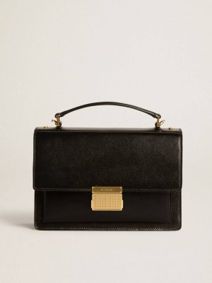Venezia Bag In Black Boarded Leather With Gold Details Crossbody Bags Golden Goose Women Black - 1
