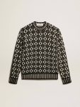 Vintage White And Black Men Knitwear Round-Neck Sweater With Geometric Pattern In Vintage White And Black Golden Goose - 1