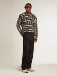 Vintage White And Black Men Knitwear Round-Neck Sweater With Geometric Pattern In Vintage White And Black Golden Goose - 2
