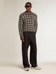 Vintage White And Black Men Knitwear Round-Neck Sweater With Geometric Pattern In Vintage White And Black Golden Goose - 3