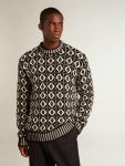 Vintage White And Black Men Knitwear Round-Neck Sweater With Geometric Pattern In Vintage White And Black Golden Goose - 5