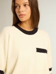 Vintage White Golden Goose Women Knitwear Women's Short-Sleeved Sweater In Vintage White With Blue Rib Knit - 5