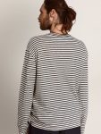White And Blue Men Golden Goose Men's T-Shirt With White And Blue Stripes And Embroidery On The Front T-Shirts & Polo Shirts - 4