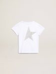 White And Silver T-Shirt With Logo And Maxi Star In Silver Glitter Topwear Selection (4-12 Years) Kids White Golden Goose - 2