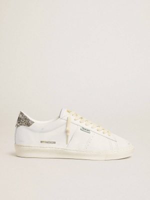 White Ggdb Classics Matchstar In White Leather With Silver Glitter Heel Tab Golden Goose Women - 1