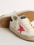 White Golden Goose Women Hi Star With Fuchsia Leather Star And Blue Glitter Heel Tab Hi Star - 3