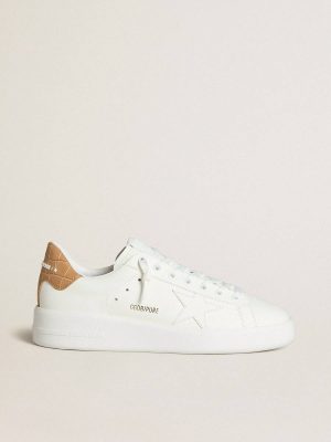 White Golden Goose Women's Purestar With Leather Star And Croc-Print Leather Heel Tab Women Purestar - 1