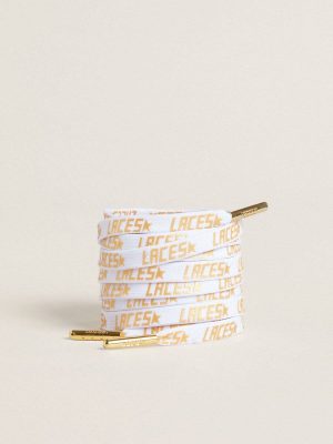 White Laces White Laces With Contrasting Gold-Colored ‘Laces’ Lettering Golden Goose Women - 1