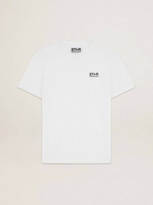 White Star Collection T-Shirt With Contrasting Black Logo And Star T-Shirts & Polo Shirts Golden Goose White Men - 1