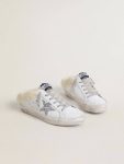 White Super-Star Sabot Women Super-Star Sabots In White Leather With Shearling Lining And Silver Star Golden Goose - 2