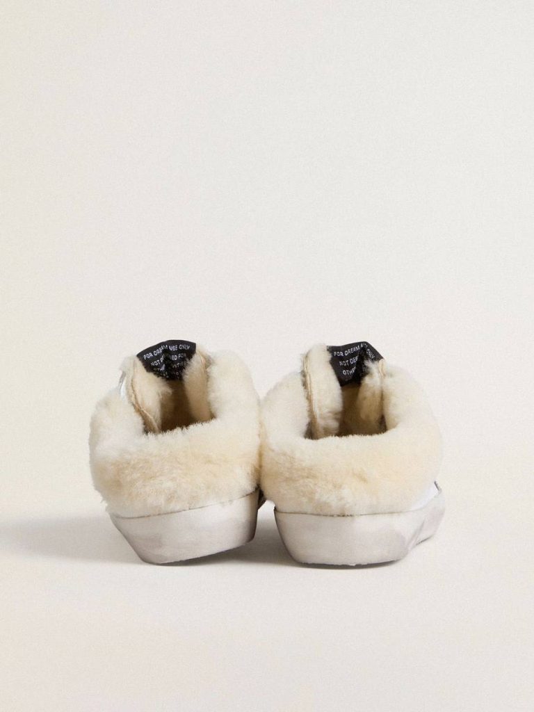 White Super-Star Sabot Women Super-Star Sabots In White Leather With Shearling Lining And Silver Star Golden Goose - 4