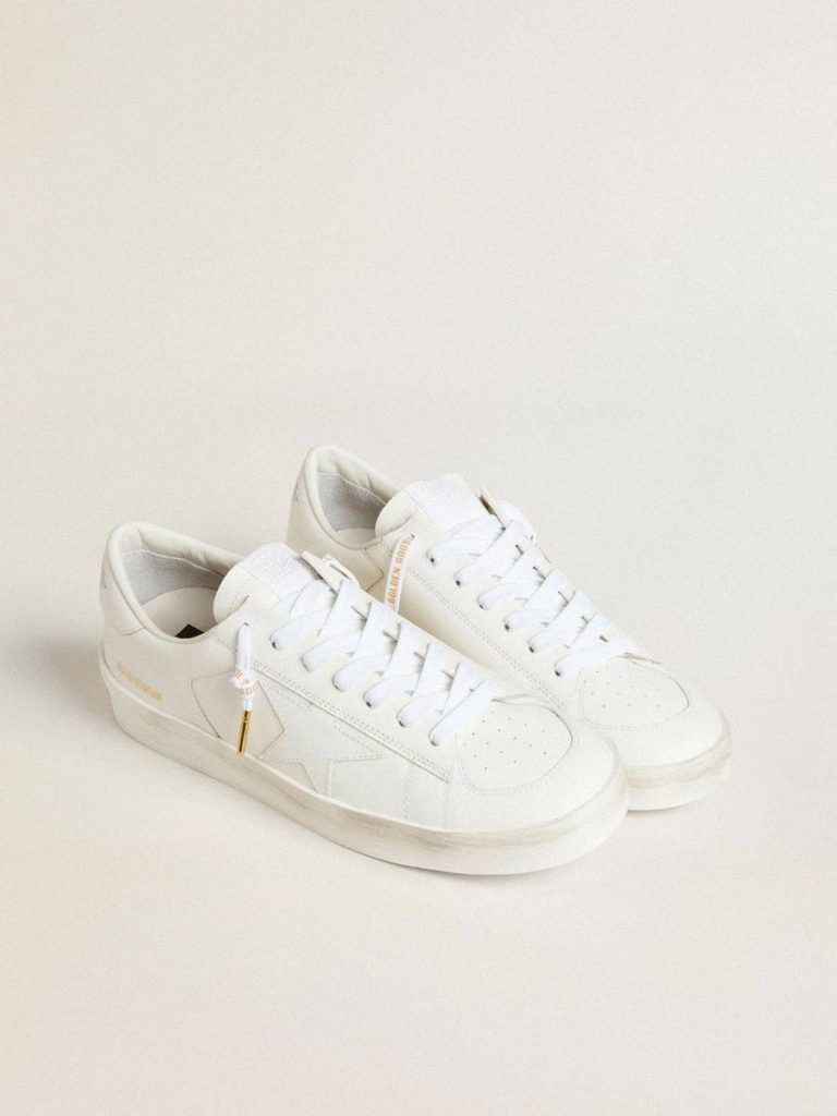White White Cotton Laces With Contrasting Gold Logo Golden Goose Women Laces - 3