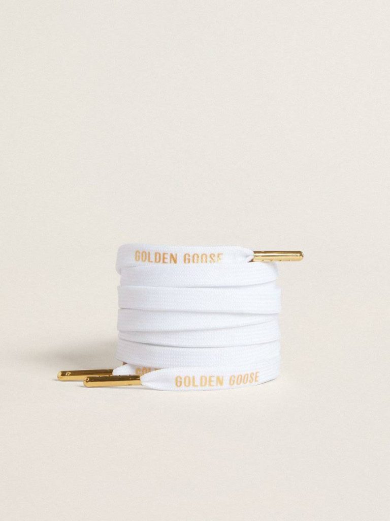 White White Cotton Laces With Contrasting Gold Logo Golden Goose Women Laces - 1