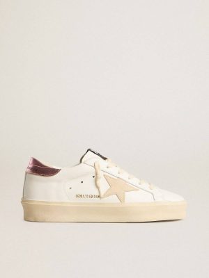 White Women's Hi Star Ltd With Pearl Suede Star And Metallic Leather Heel Tab Hi Star Golden Goose Women - 1