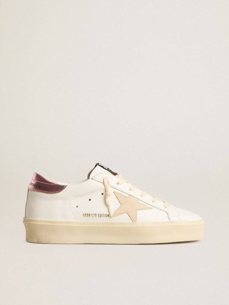 White Women's Hi Star Ltd With Pearl Suede Star And Metallic Leather Heel Tab Hi Star Golden Goose Women - 1