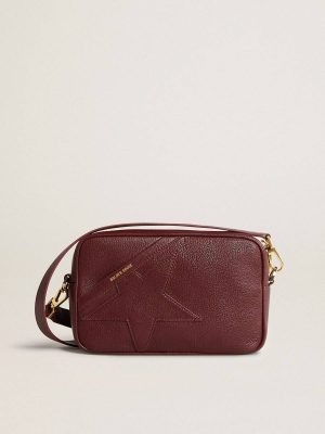 Wine Red Women Golden Goose Star Bag In Wine-Red Leather With Tone-On-Tone Star Crossbody Bags - 1