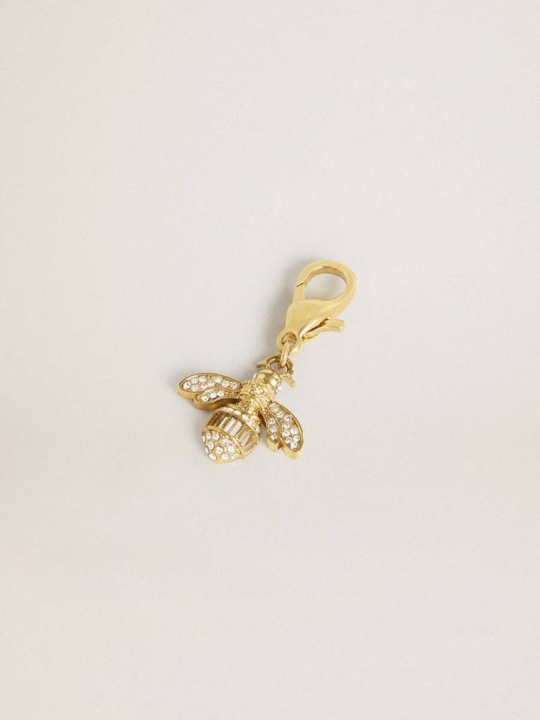 Women Bag Accessories Gold Bee-Shaped Charm In Gold-Colored Brass With Crystals Golden Goose - 2