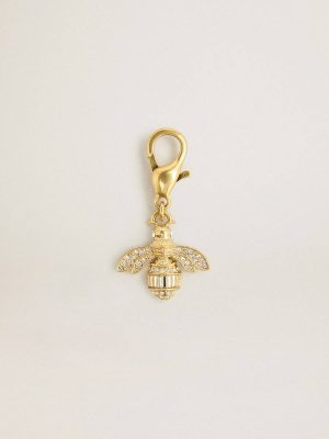 Women Bag Accessories Gold Bee-Shaped Charm In Gold-Colored Brass With Crystals Golden Goose - 1