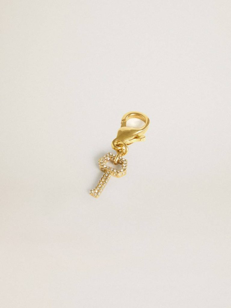 Women Bag Accessories Gold Golden Goose Key-Shaped Charm In Gold-Colored Brass With Crystals - 2