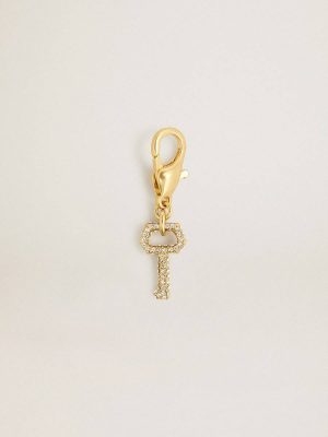 Women Bag Accessories Gold Golden Goose Key-Shaped Charm In Gold-Colored Brass With Crystals - 1