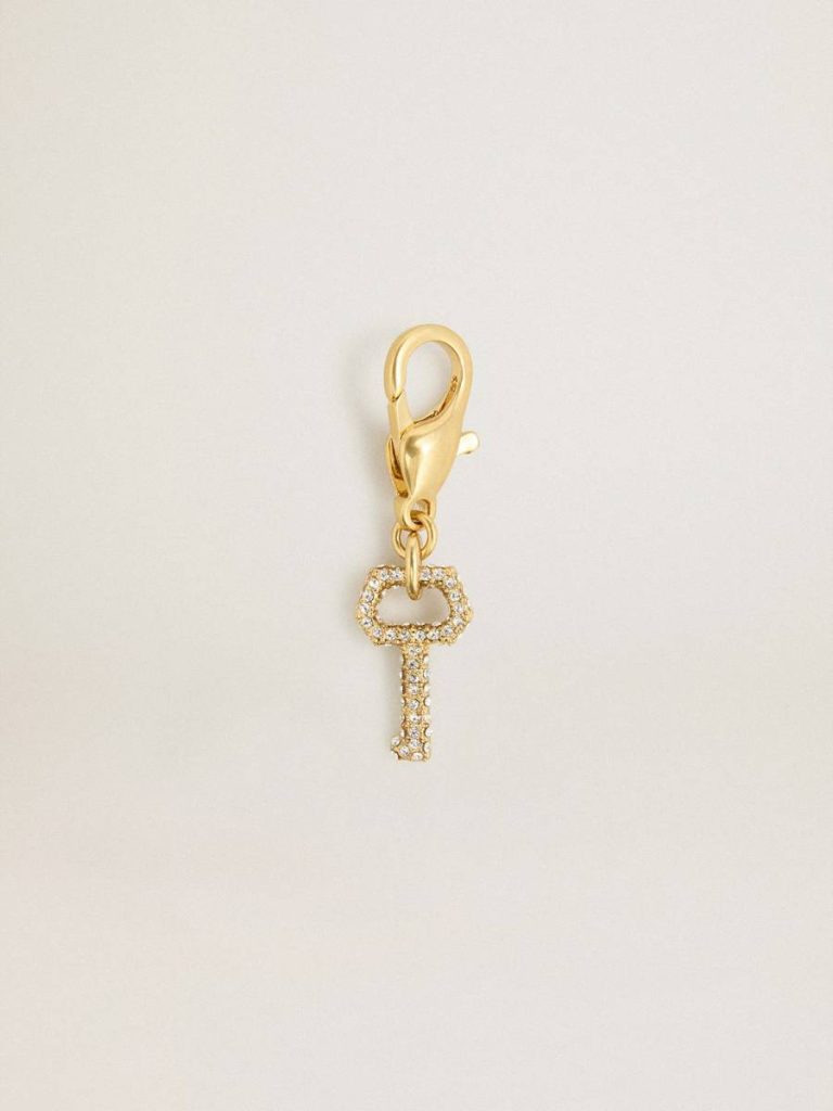 Women Bag Accessories Gold Golden Goose Key-Shaped Charm In Gold-Colored Brass With Crystals - 1