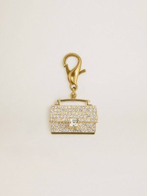 Women Bag Accessories Gold Golden Goose Purse-Shaped Charm In Gold-Colored Brass With Crystals - 1
