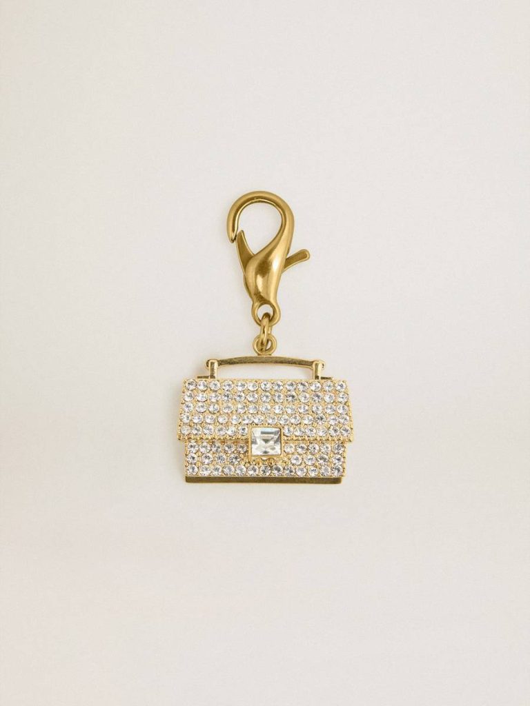 Women Bag Accessories Gold Golden Goose Purse-Shaped Charm In Gold-Colored Brass With Crystals - 1