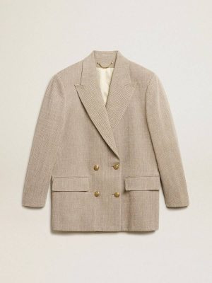 Women Beige Golden Goose Blazers Women’s Beige Double-Breasted Blazer With Button Fastening - 1