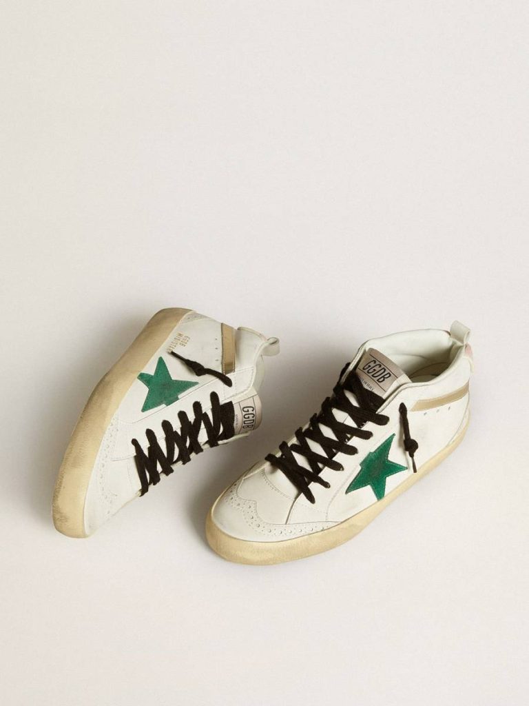 Women Bio-Based Mid Star With Green Suede Star And Pink Suede Heel Tab Mid Star Golden Goose - 2