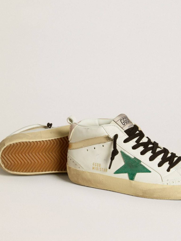 Women Bio-Based Mid Star With Green Suede Star And Pink Suede Heel Tab Mid Star Golden Goose - 3