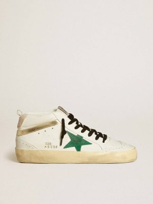 Women Bio-Based Mid Star With Green Suede Star And Pink Suede Heel Tab Mid Star Golden Goose - 1
