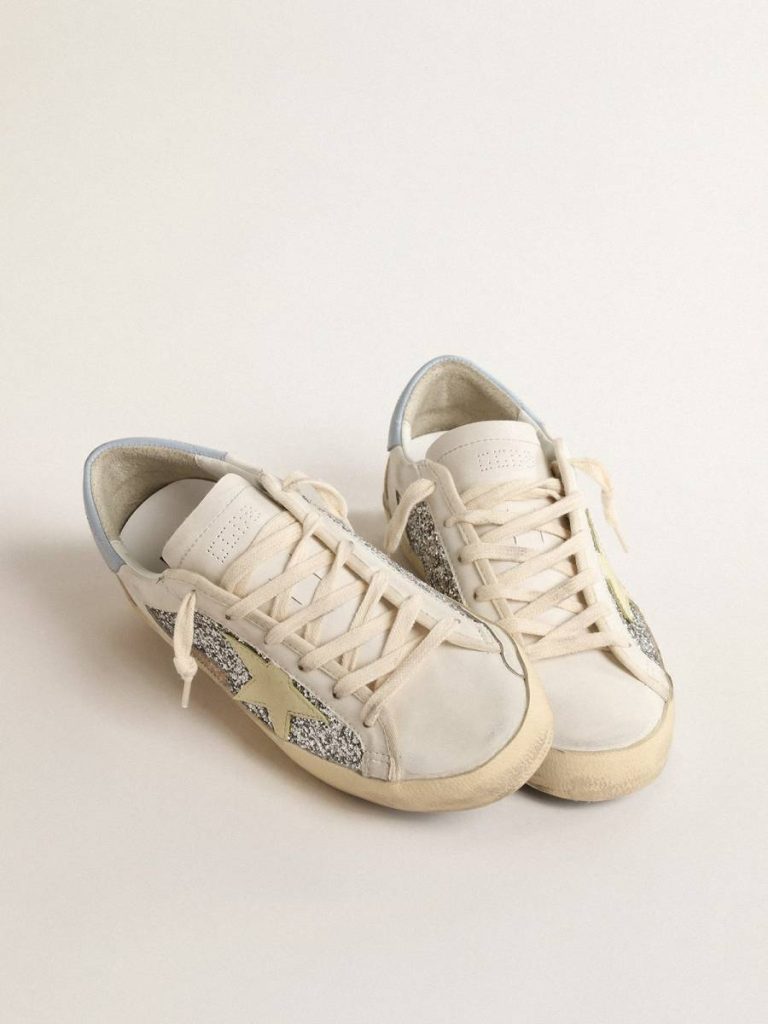 Women Bio-Based Super-Star With Silver Glitter And Yellow Leather Star Super-Star Golden Goose - 2