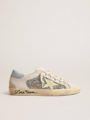 Women Bio-Based Super-Star With Silver Glitter And Yellow Leather Star Super-Star Golden Goose - 1
