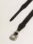 Women Black Belt In Black Braided Leather With Silver Color Buckle Golden Goose Belts - 2
