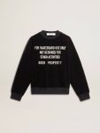 Women Black Crew Neck Sweatshirt With Embroidered Lettering Black Golden Goose Sweatshirts - 1